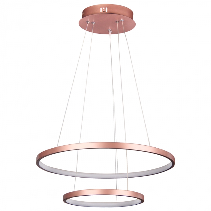 Pendente Usina Imports Orlo Duo 2 Aros Cobre 40 watts 3000K Bivolt Ø300+Ø500X1500mm UI20005/3050CB-M