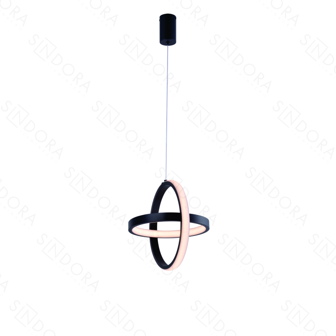 Pendente Sindora Metal Preto e Silicone 26 watts 3000K Bivolt Ø220mm DCD03206