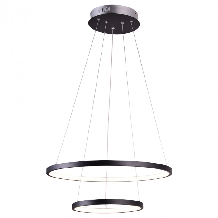 Pendente Usina Imports Orlo Duo 2 Aros Preto 40 watts 3000K Bivolt Ø300+Ø500X1500mm UI20005/3050PT
