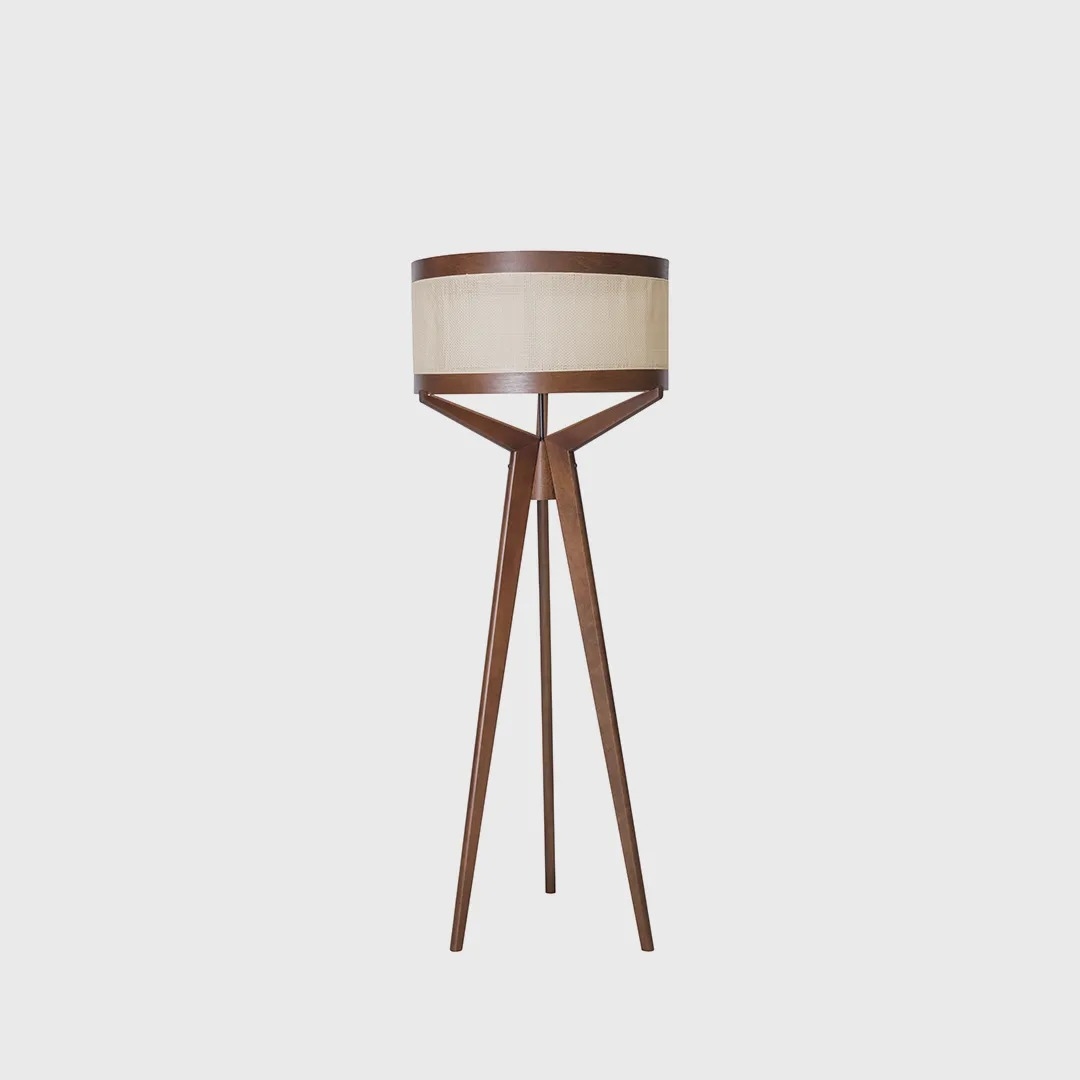 Coluna de Piso Madelustre Navi Cúpula Tela Natural 1L E27 Ø650x1700mm 2928