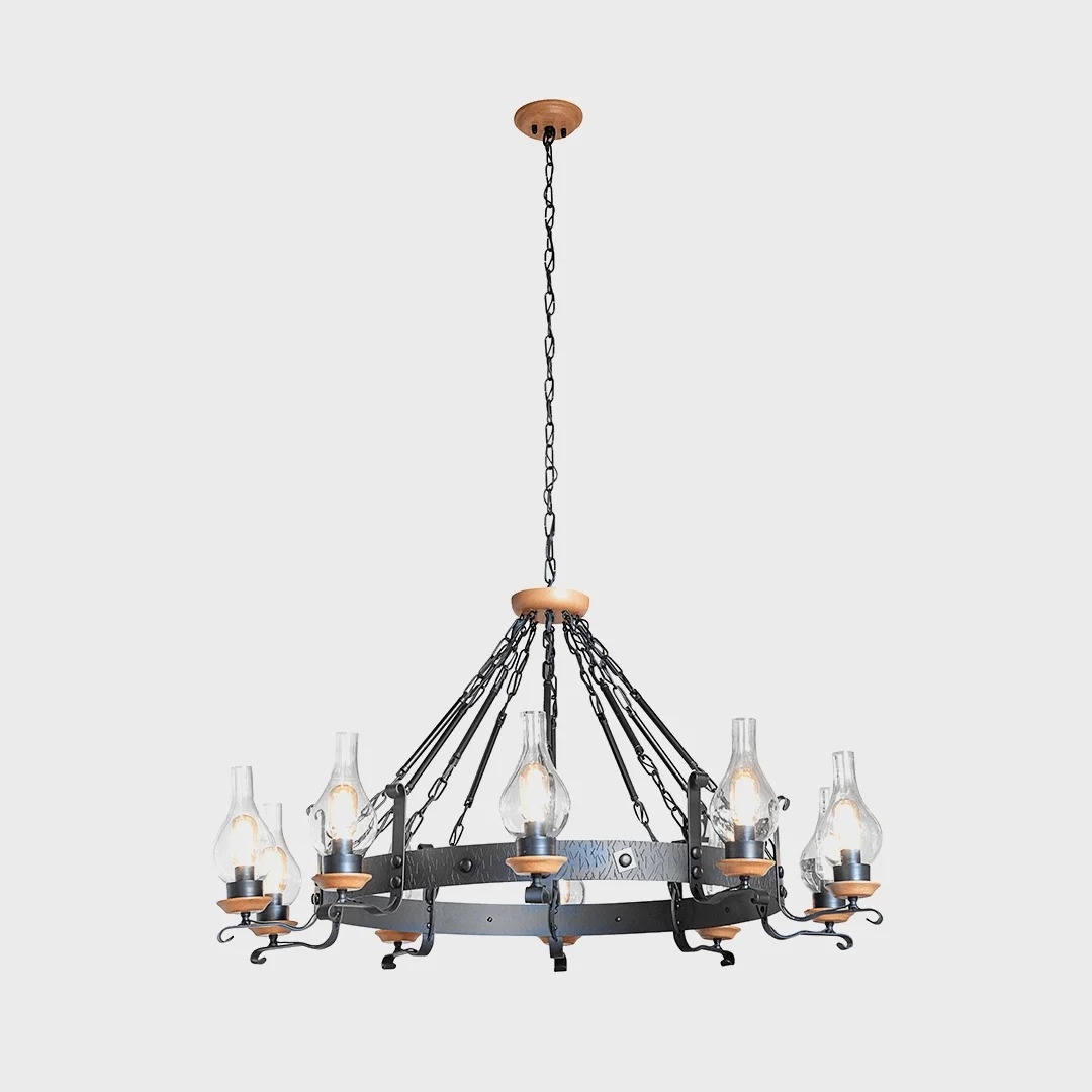 Lustre Madelustre Oxford Madeira Castanho 7L E27 Ø800mm 3076/7