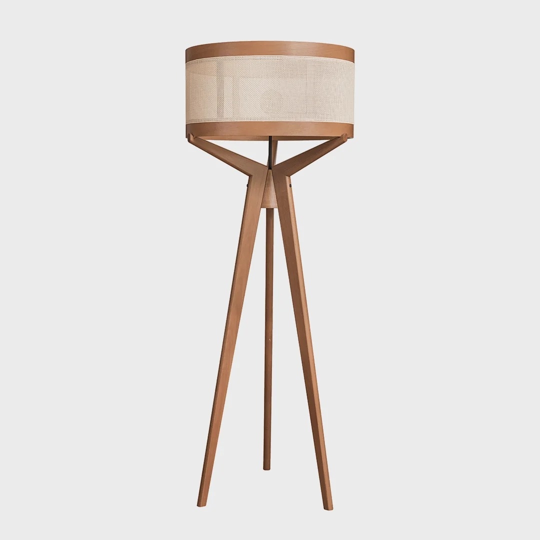Coluna de Piso Madelustre Navi Cúpula Tela Natural 1L E27 Ø650x1700mm 2928