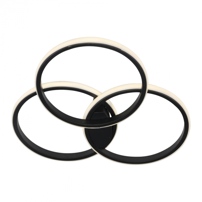 Plafon Usina Imports Pira Triplo Preto 30 watts 3000K Bivolt Ø480X80mm UI20020/3PT