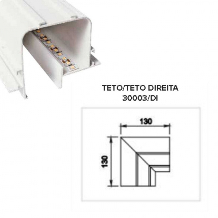 Junção Usina No Frame Tecno Teto/Teto Direita (Somente Perfil) 130X130mm 30003/DI