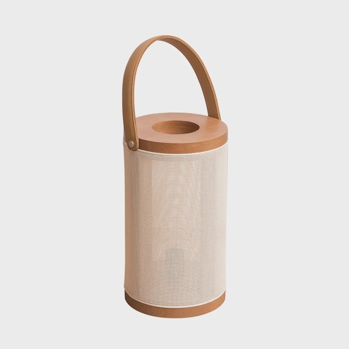 Abajur Madelustre Nature com Alça Madeira Castanho e Palha Sintética 1L Dicróica 3290CT