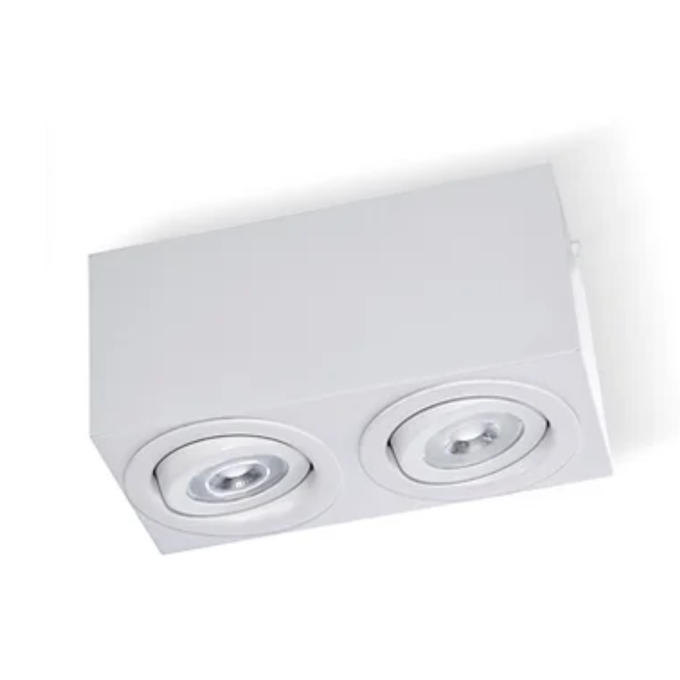 Plafon Sobrepor Retangular Face Reta Belly Iluminação Alumínio 2L AR111 170x340x90mm PF-153/2