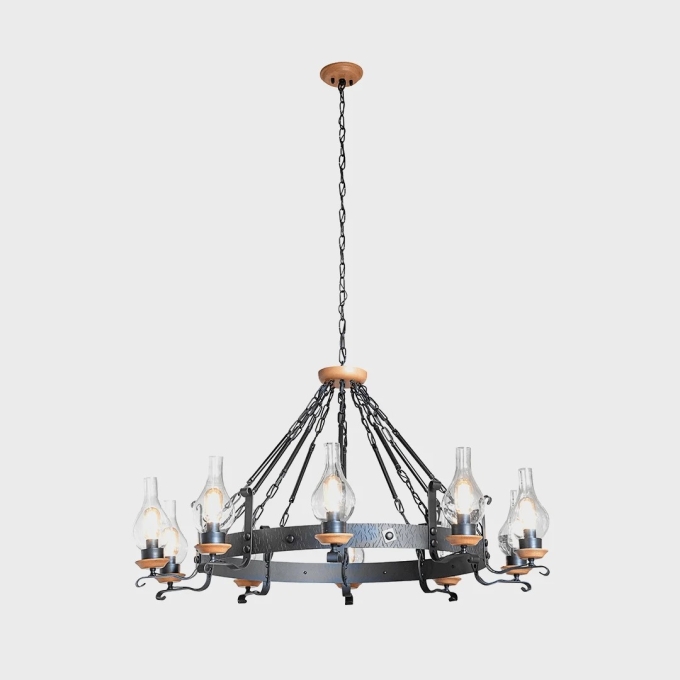 Lustre Madelustre Oxford Madeira Castanho 7L E27 Ø800mm 3076/7