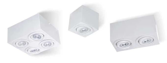 Plafon Sobrepor Retangular Face Reta Belly Iluminação Alumínio 2L AR111 170x340x90mm PF-153/2