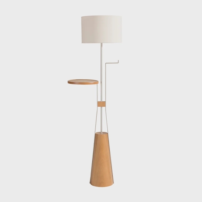 Luminária de Piso Madelustre com Mesa Nature Cúpula Tecido 1L E27 1650mm 3277