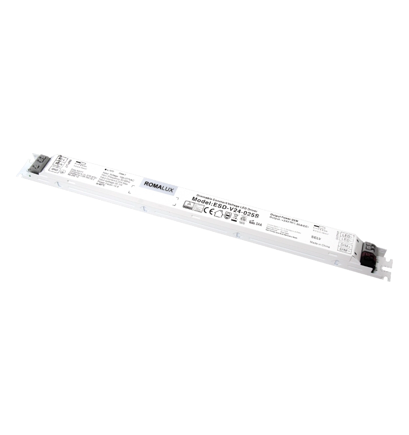 Fonte 24V Romalux 1,04A Dimerizável 25 watts IP20 Bivolt 330X21X20mm 60022