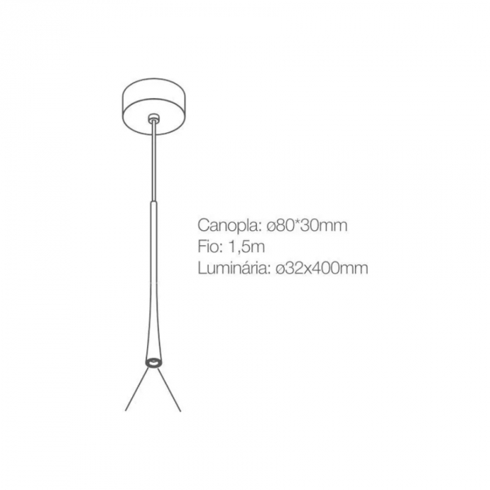 Pendente Romalux Mini Tube S Alumínio Branco 7 watts 3000K IP20 Bivolt Ø32X400mm P0041