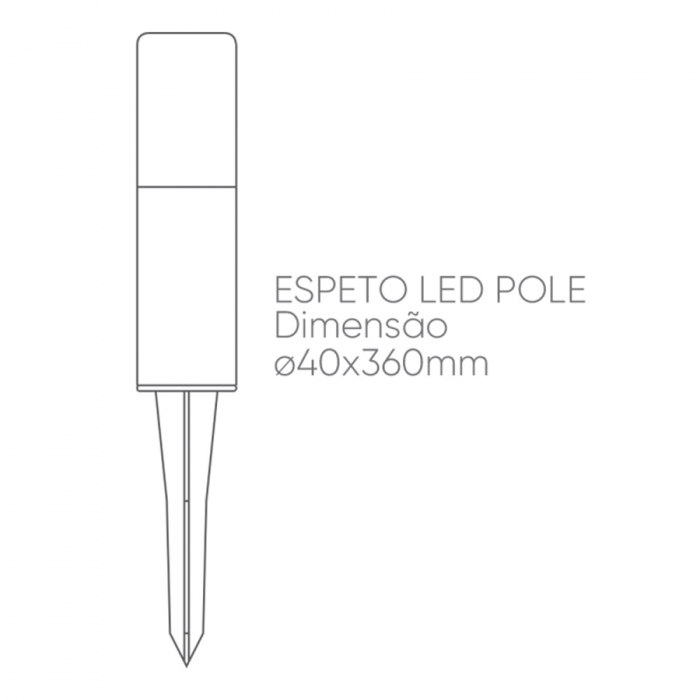 Espeto de Led Pole Romalux Metal Preto 3 watts 2700K IP66 Ø40x360mm 10111