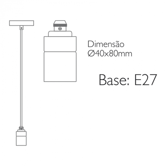 Pendente Romalux Slim Metal Cromado 1L E27 IP20 Bivolt Ø40X80mm P0003