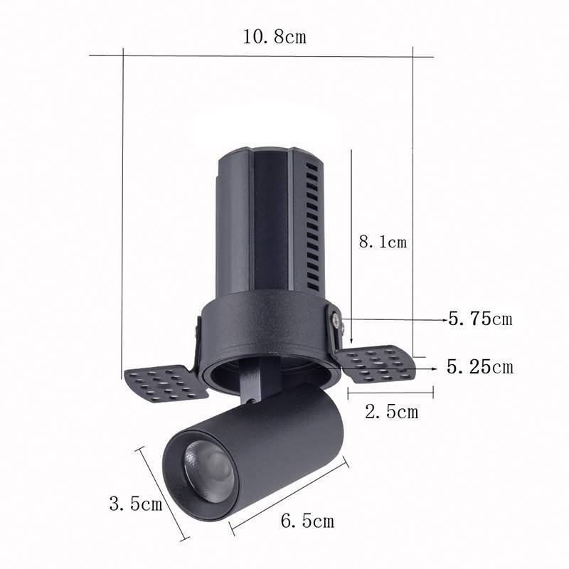 Embutido Nordecor Aiva No Frame 7 watts 2700K 24° Sof Preto Ø108x81mm IRC97 Bivolt 6459