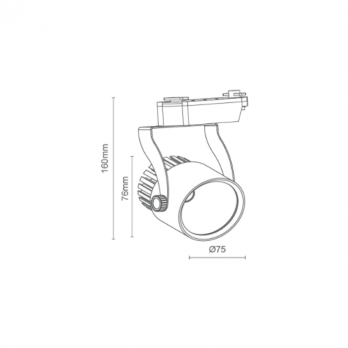 Spot para Trilho Romalux Preto 8 watts 4000K 12° 76X75X160mm IP20 Bivolt 30029