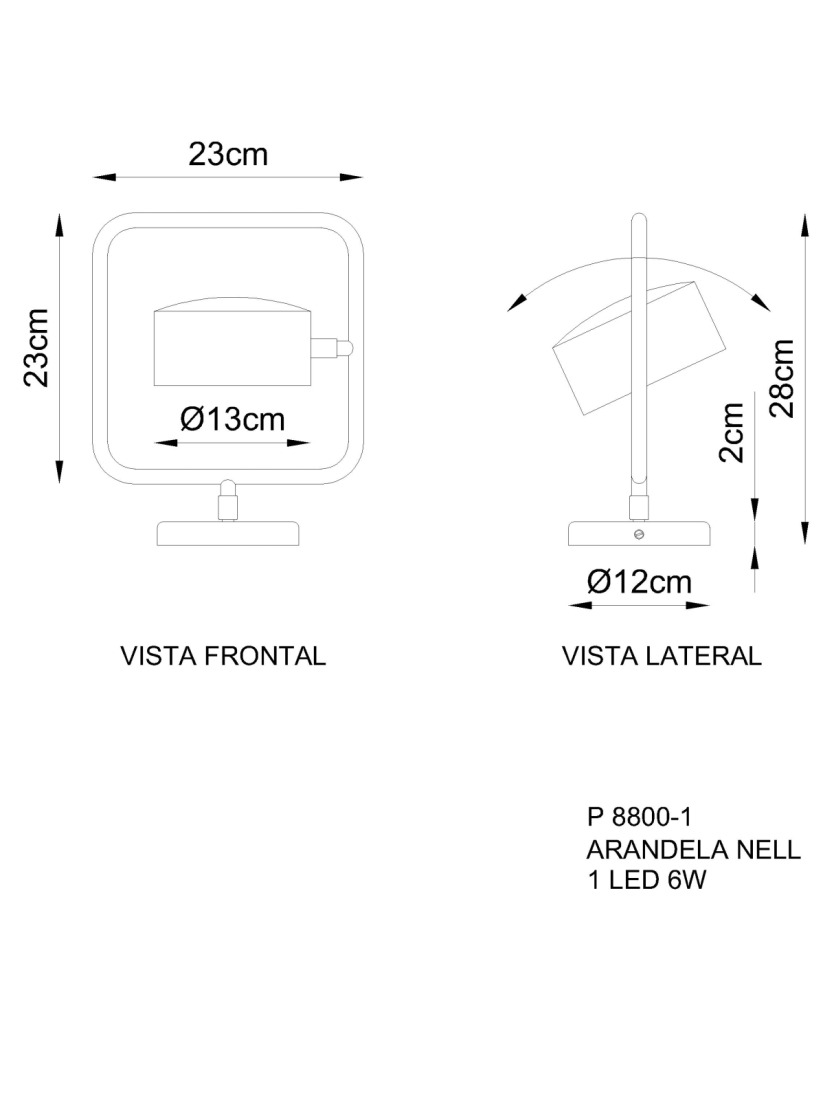 Arandela Golden Art Nell com Moldura Giratória 6 watts 3000K Bivolt 130mm P8800-1