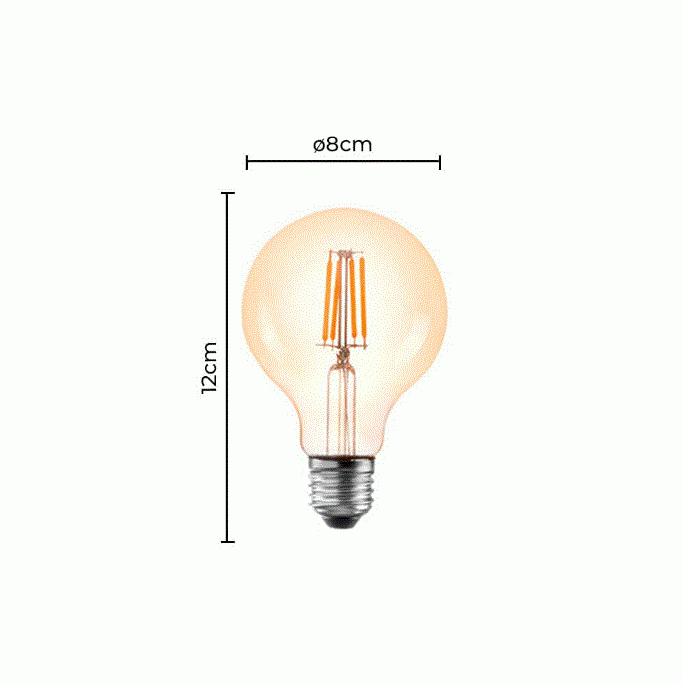 Lâmpada Filamento Led Nordecor G80 4 watts 80x120mm E27 2400K Âmbar 1049