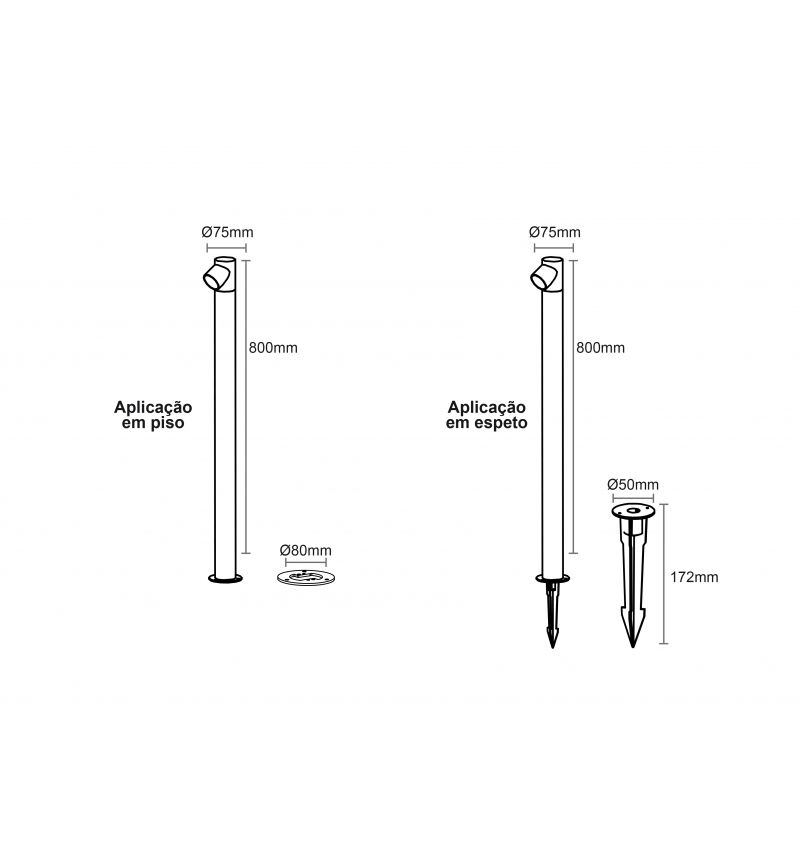 Poste Balizador Romalux Pole Tower 6 watts 2700K IP66 Ø75x800mm 10155