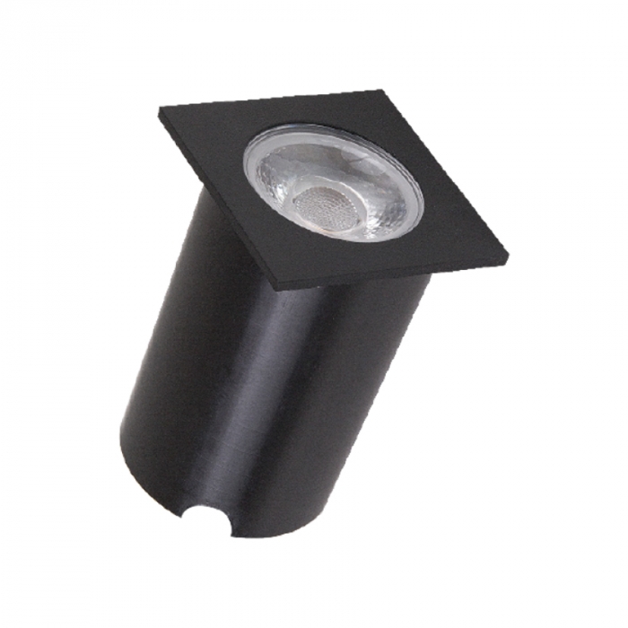 Embutido de Solo Quadrado Romalux Metal Preto 8 watts 30° 2700K IP66 60X60X71mm 10074