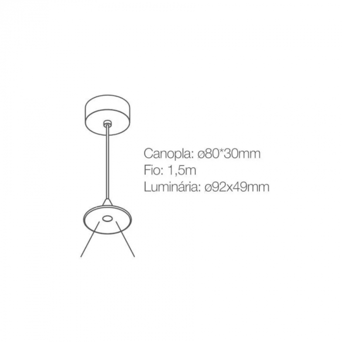 Pendente Romalux Mini Disk Preto 7 watts 3000K IP20 Bivolt P0034