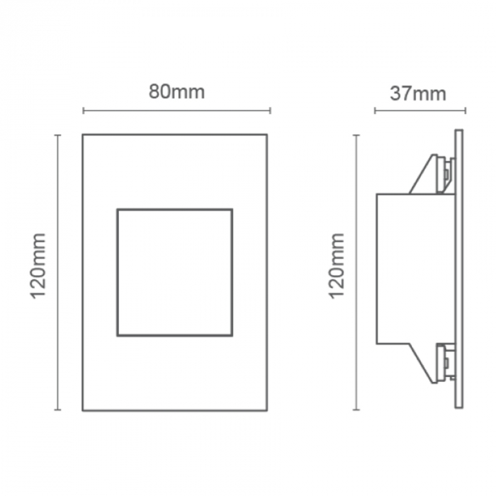 Balizador Embutir Fit Romalux Preto 1,2 watts 2700K IP66 120X80X33mm 10099