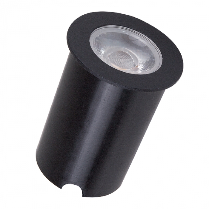 Embutido de Solo Redondo Romalux Metal Preto 7 watts 30° 2700K IP66 Ø65X71mm 10112A