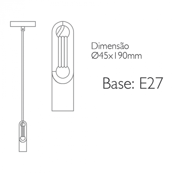 Pendente Romalux Chiave Alumínio Dourado 1L E27 IP20 Bivolt Ø45X190mm P0004