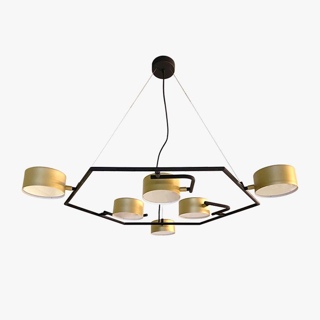 Pendente Golden Art Nell Losango 6 Focos Led 6 watts Giratórios Ø910mm T8807-6