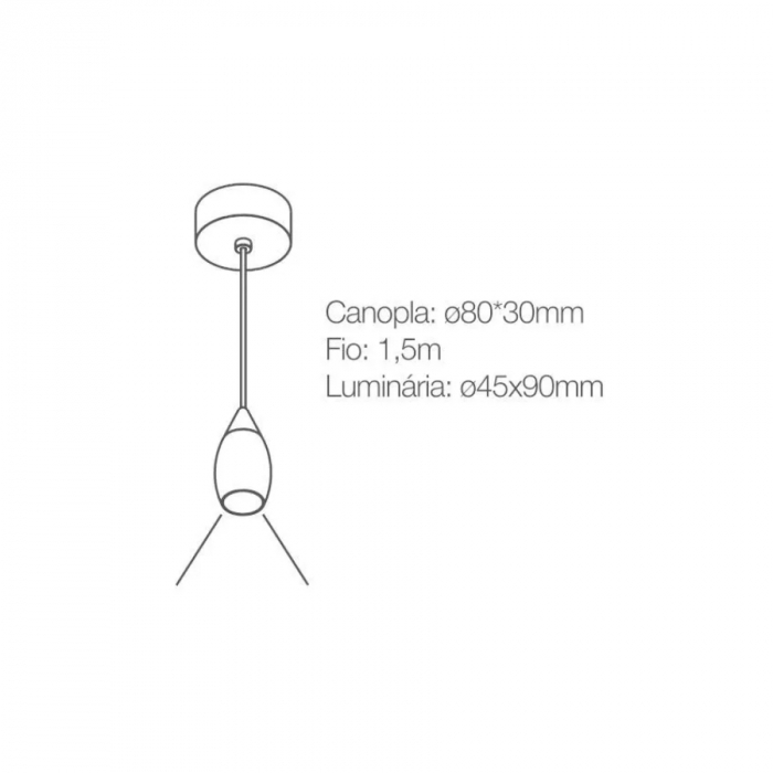 Pendente Romalux Mini Drop Branco 7 watts 3000K IP20 Bivolt Ø45x90mm P0035