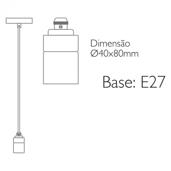 Pendente Romalux Slim Metal Cobre 1L E27 IP20 Bivolt Ø40X80mm P0002