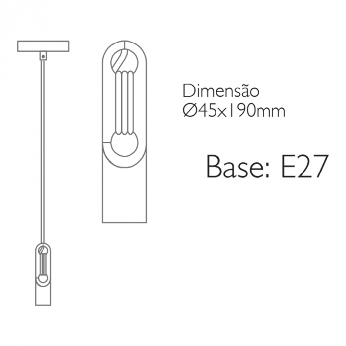 Pendente Romalux Chiave Alumínio Cobre 1L E27 IP20 Bivolt Ø45X190mm  P0006