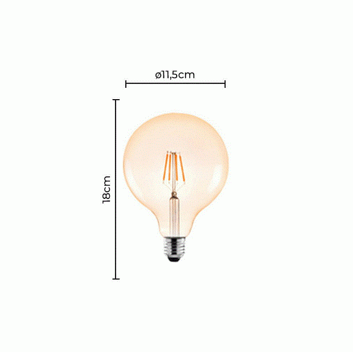 Lâmpada Filamento Led Nordecor G125 4 watts 115x180mm E27 2200K Âmbar 1051