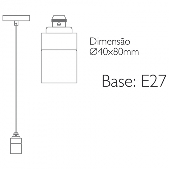 Pendente Romalux Slim Metal Latão Dourado 1L E27 IP20 Bivolt Ø40X80mm P0001