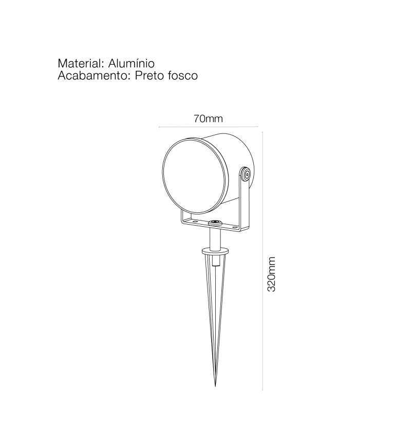 Projetor Externo Romalux 14 watts 2700K 12° Ø70x118mm IP65 Bivolt 20023