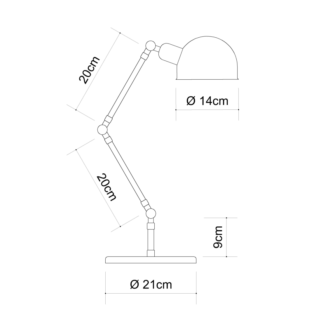 Abajur Golden Art Baboo 2 Articulações Braço de 200mm 1L E27 500mm M1060-20-207PI