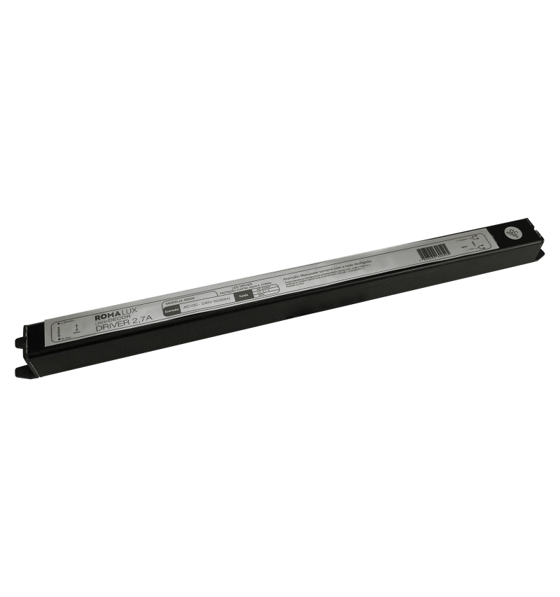 Fonte 24V Romalux 2,7A 65 watts IP67 Externo Bivolt 308x20x20mm 60028