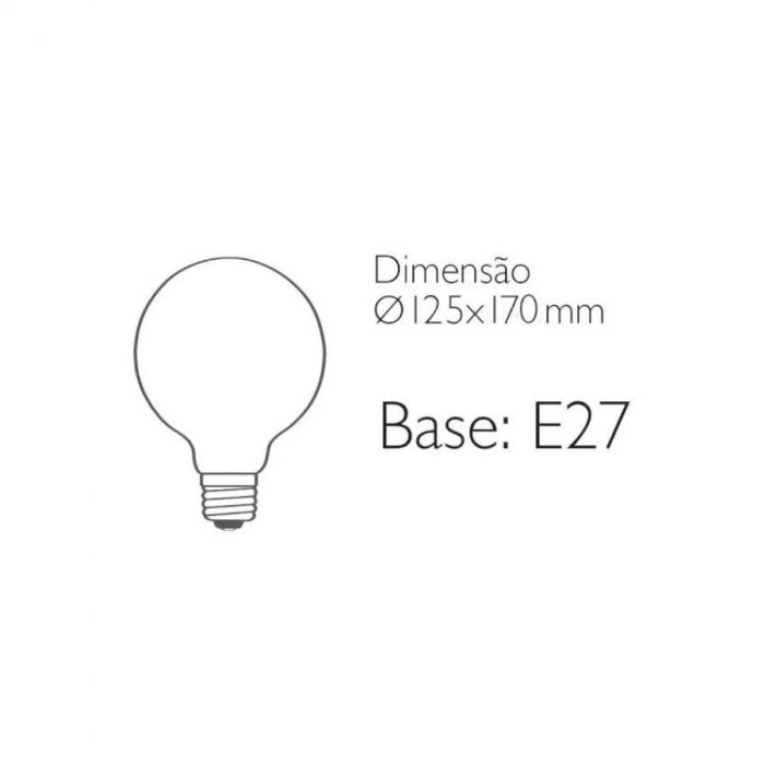 Lâmpada Romalux Filamento Bianco G125 5 watts 2600K Bivolt IP20 70280