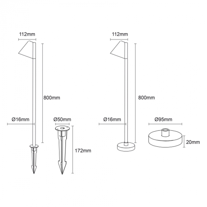 Poste Balizador Romalux Pole Hat Alumínio Preto 5,7 watts 2700K IP66 800XØ45mm 10134