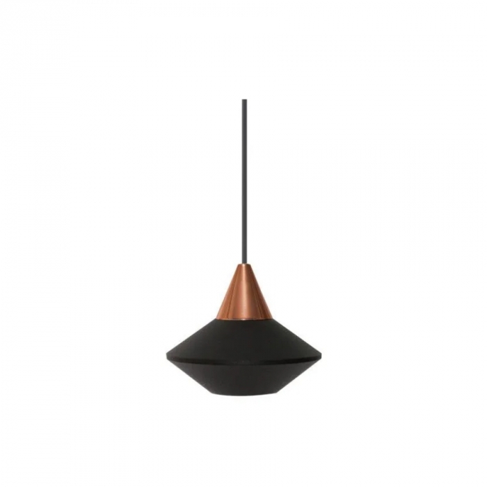 Pendente Romalux Mini Hat Preto 7 watts 3000K IP20 Bivolt Ø85X70mm P0040