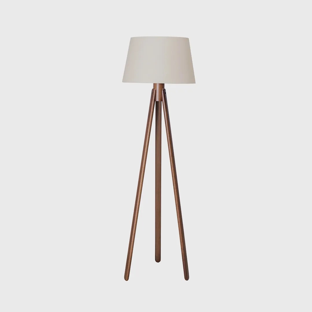 Luminária de Piso Madelustre Trippé Madeira e Cúpula Tecido Cônica 1L E27 Ø500x1700mm 2963