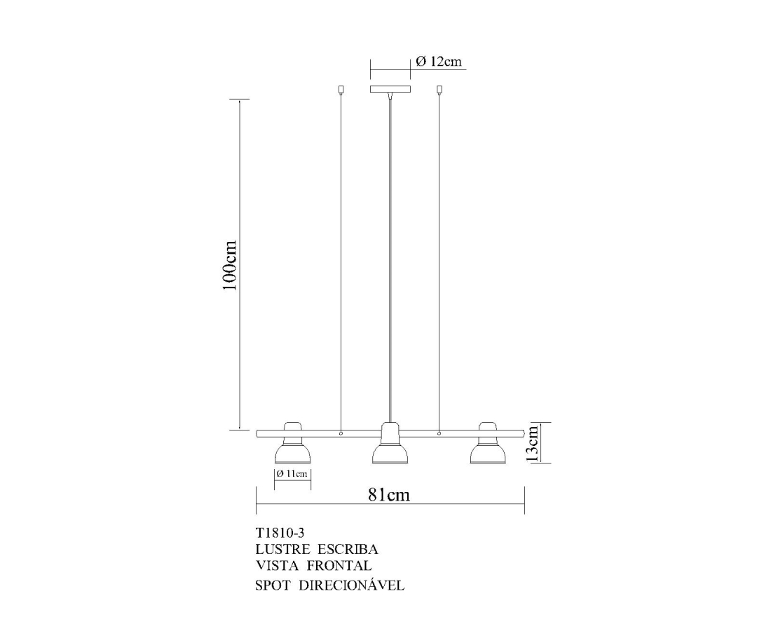 Pendente Golden Art Escriba 3L E27 800mm T1810-3PI