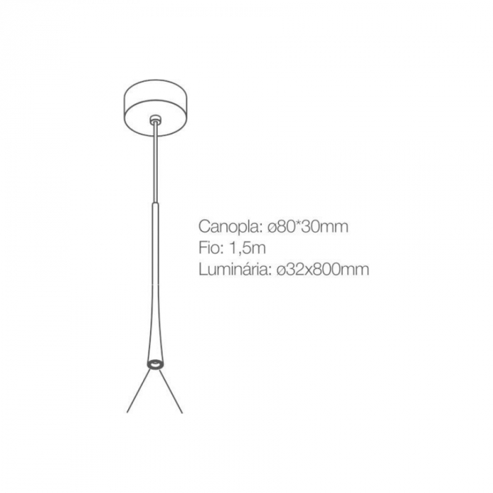 Pendente Romalux Mini Tube L Alumínio Branco 7 watts 3000K IP20 Bivolt Ø32X800mm P0045