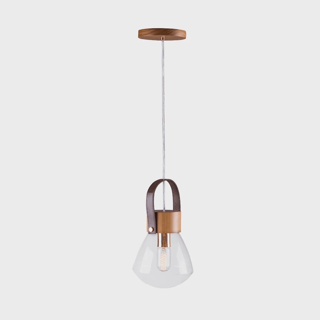 Pendente Madelustre Lampadari Pequeno Madeira Castanho 1L E27 Ø190mm 2834CT/94