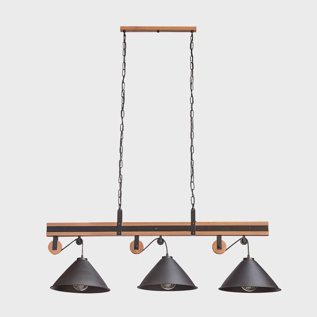 Trilho Madelustre Celeiro Madeira Castanho e Metal Preto 3L E27 1200mm 3263