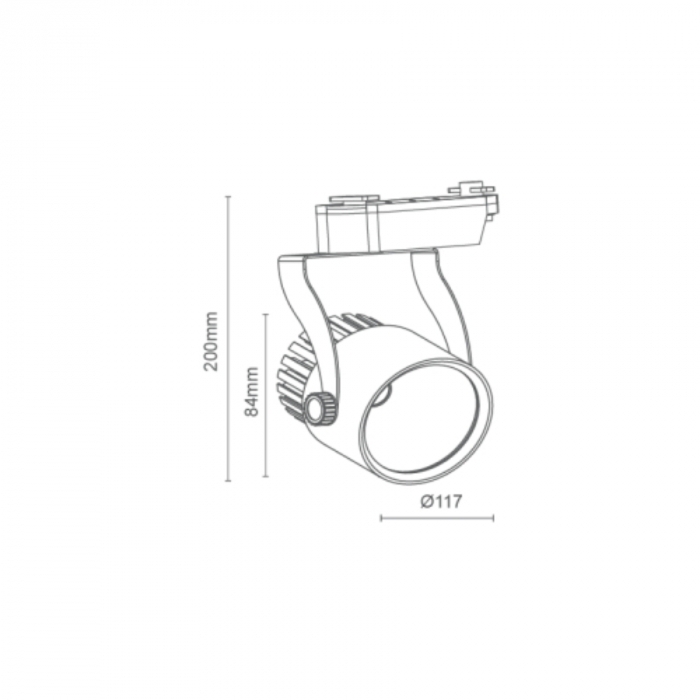 Spot para Trilho Romalux Preto 18 watts 2700K 12° 84X117X200mm IP20 Bivolt 30009