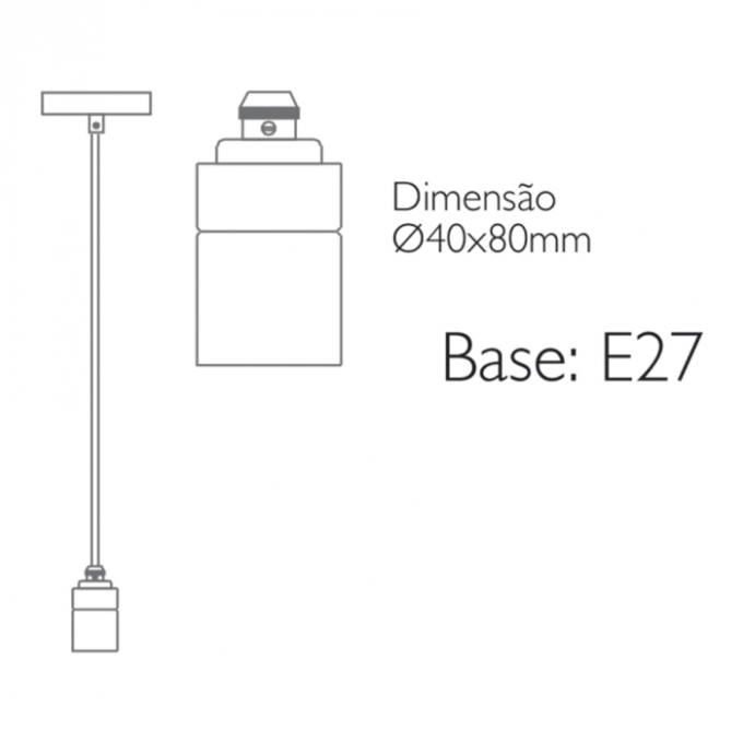 Pendente Romalux Slim Metal Cromado 1L E27 IP20 Bivolt Ø40X80mm P0003