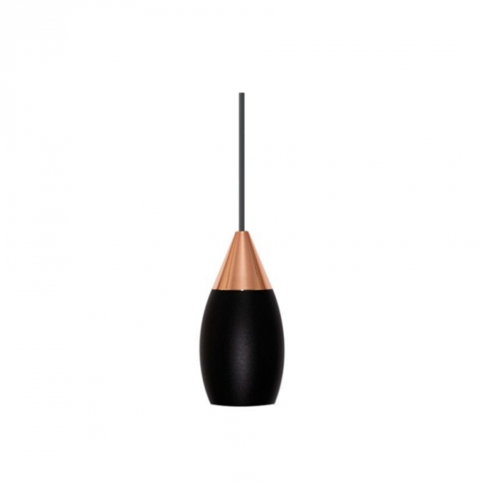 Pendente Romalux Mini Drop Preto 7 watts 3000K IP20 Bivolt Ø45X90mm P0036