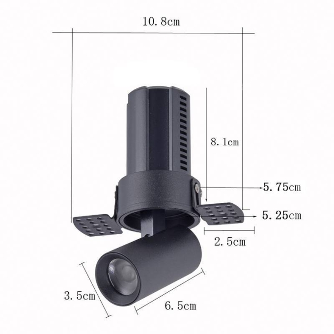 Embutido Nordecor Aiva No Frame 7 watts 2700K 24° Sof Preto Ø108x81mm IRC97 Bivolt 6459