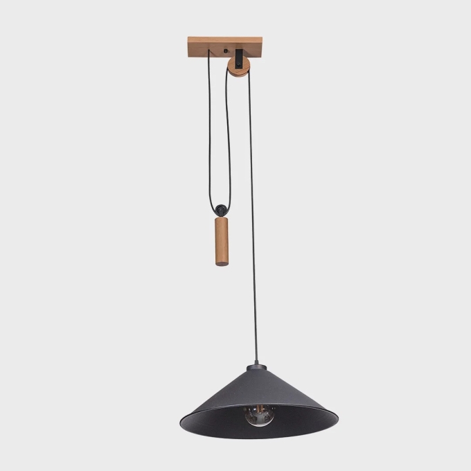 Pendente Madelustre Celeiro Madeira Castanho e Metal Preto 1L E27 Ø450mm 3260