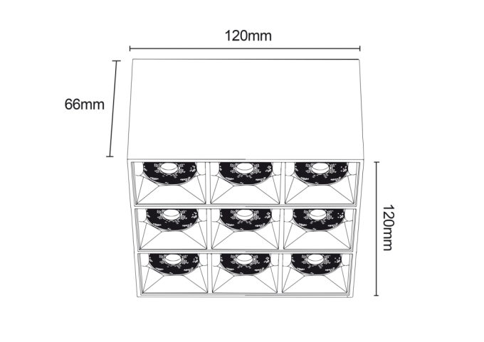 Mini Downlight Sobrepor Romalux 30 watts 24° 2700K IP20 120x120x66mm 80224